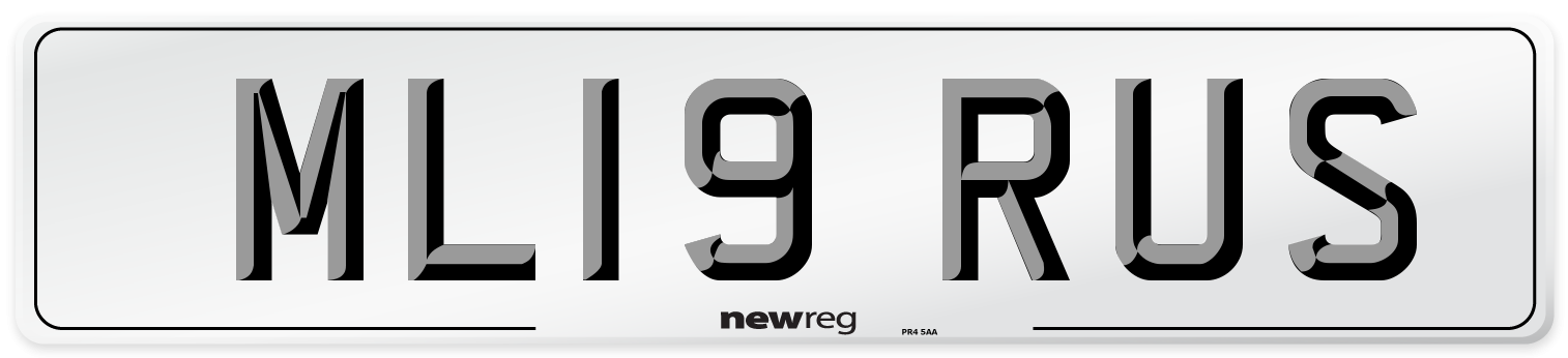 ML19 RUS Number Plate from New Reg